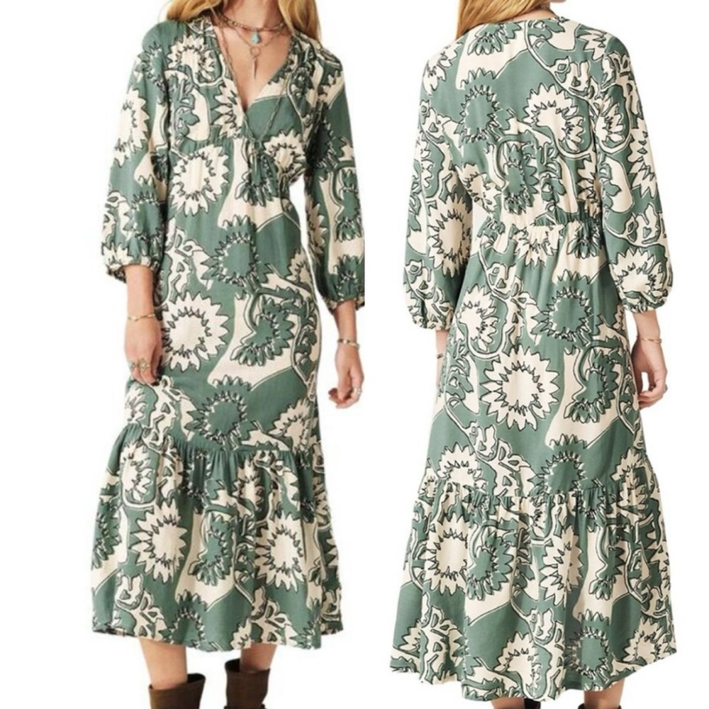 BA&SH Ferae Printed Midi Dress size 2 - Picture 4 of 5
